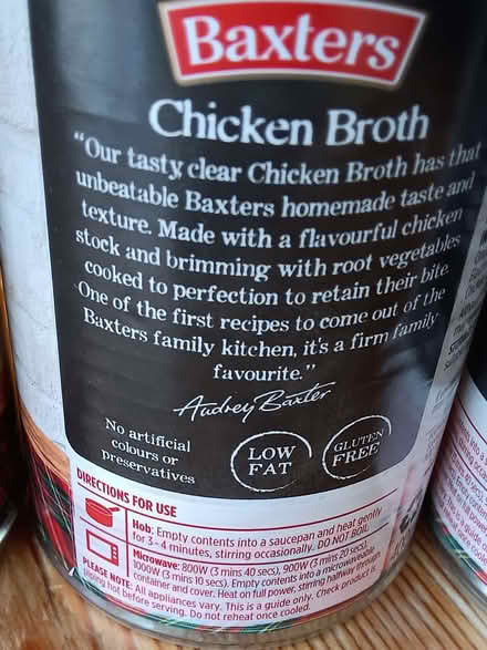 Photo of free Tins of Baxters chicken broth soup best before Aug 26 (Westbury Fields BS9) #3