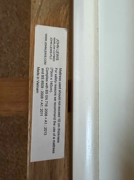Photo of free John Lewis Marlow Cotbed (Carshalton SM1) #4