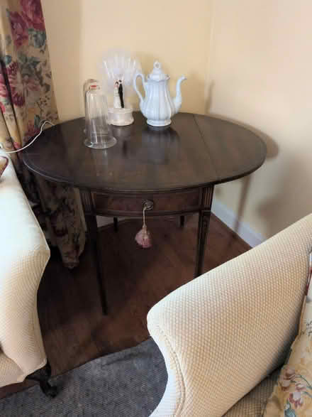 Photo of free Folding mahogany end table (Mays Chapel) #1
