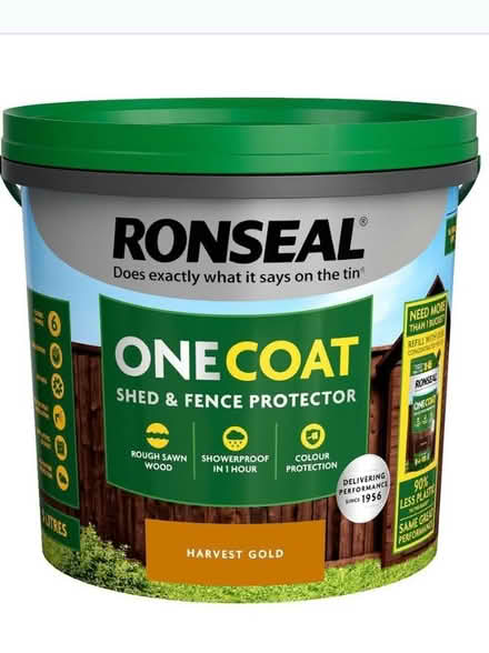 Photo of free Ronseal one Coat Harvest Gold paint for sheds or fences (Cobham Tilt KT11) #1