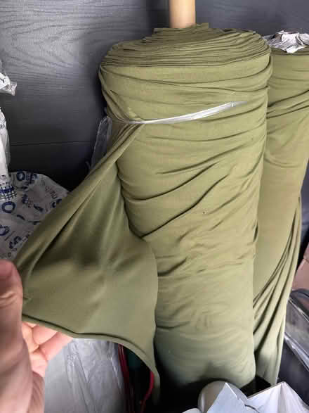 Photo of free 3 Large Rolls of Fabric (Olive Green & White Knit) (Bow E3) #3