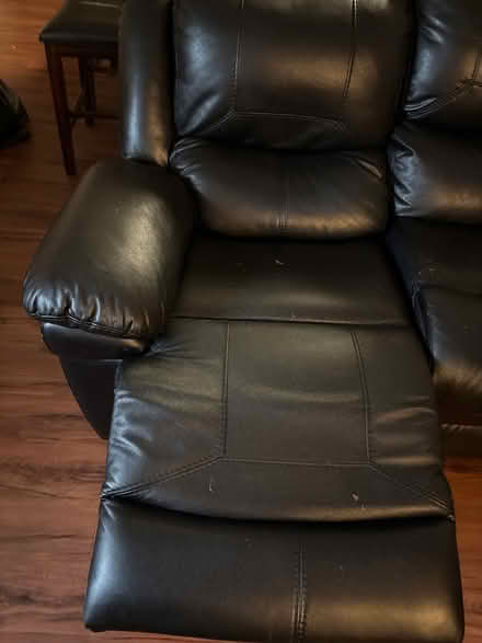 Photo of free Black leather sofa and recliner (Riverwoods) #3