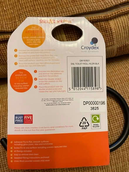 Photo of free Toilet roll holder (self adhesive) (Garthdee AB10) #2