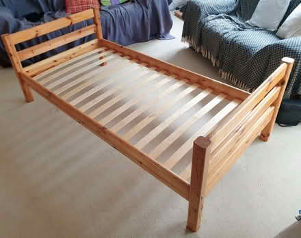 Photo of free Single pine bed with memory foam mattress and drawers (Highway SL6) #1