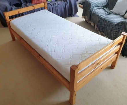 Photo of free Single pine bed with memory foam mattress and drawers (Highway SL6) #2