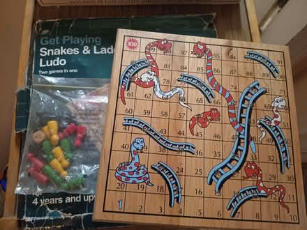Photo of free Wooden double sided board game - Snakes & Ladders and Ludo (Welling DA7) #2