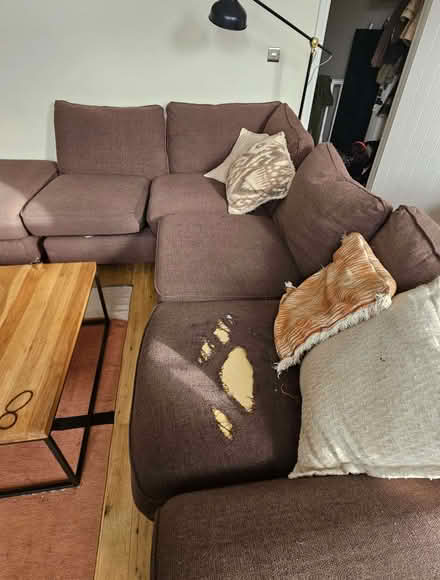 Photo of free Brown Corner Sofa & Matching Footstool (Cann Hall E11) #2