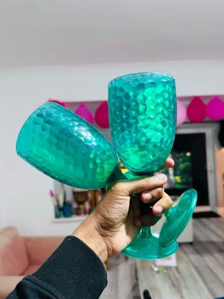 Photo of free Set of two turquoise plastic goblets (Hollingbury BN1) #1