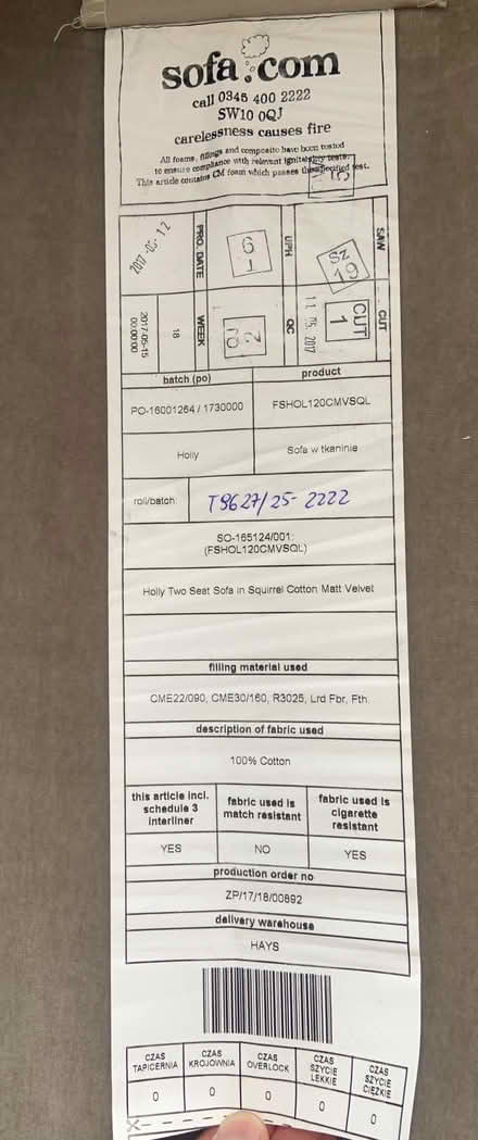Photo of free Sofa with Fire label (Kemptown BN2) #2