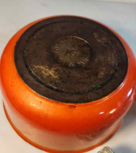 Photo of free MCM Cast Iron Enamel Sauce Pan (Danforth and Greenwood) #3