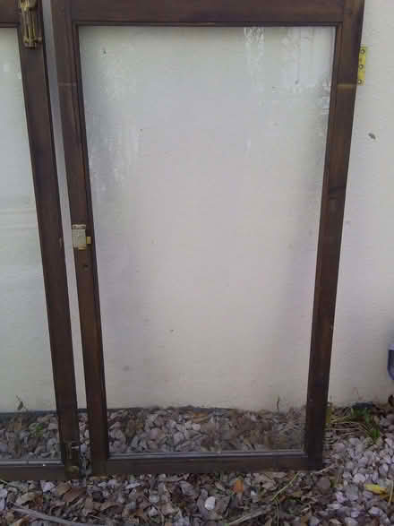Photo of free A pair of hardwood framed glass panelled bookcase doors (Chelston TQ2) #3