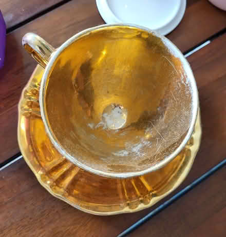 Photo of free Gold vintage tea cup & saucer (RG23 Winklebury) #2