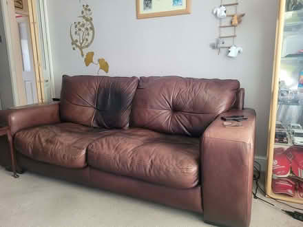Photo of free Brown leather sofa (Farington PR25) #1
