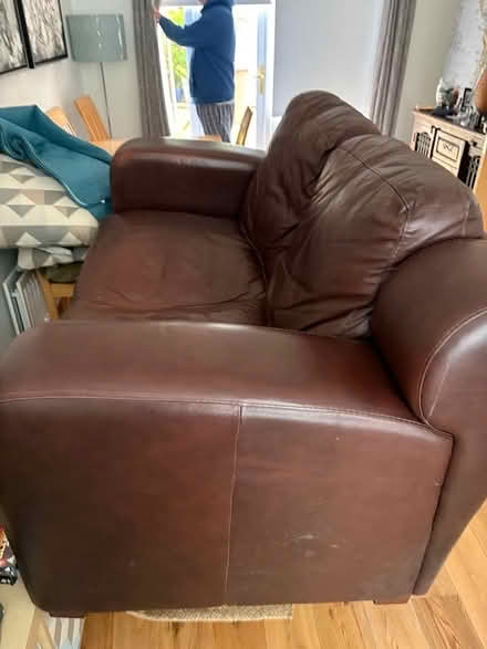 Photo of free 2/3seater brown leather sofas (Carnbrae Avenue. BT8) #2