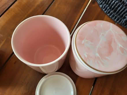 Photo of free 2x Laura Ashley empty candle pots (RG23 Winklebury) #2