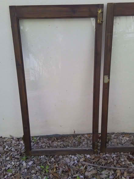 Photo of free A pair of hardwood framed glass panelled bookcase doors (Chelston TQ2) #2