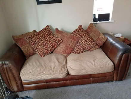 Photo of free Leather and fabric sofa (Teignmouth TQ14) #2