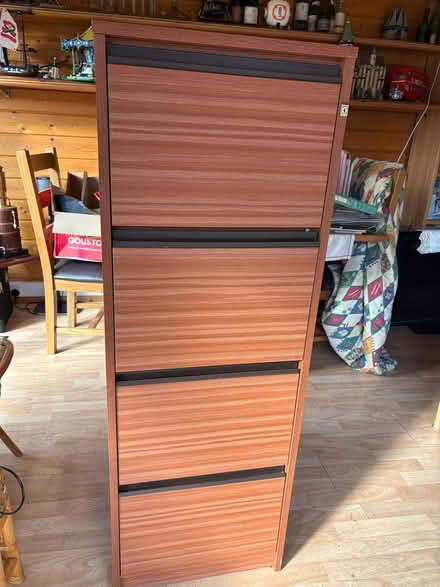 Photo of free Four drawer, wooden filing cabinet (Sawley) #1