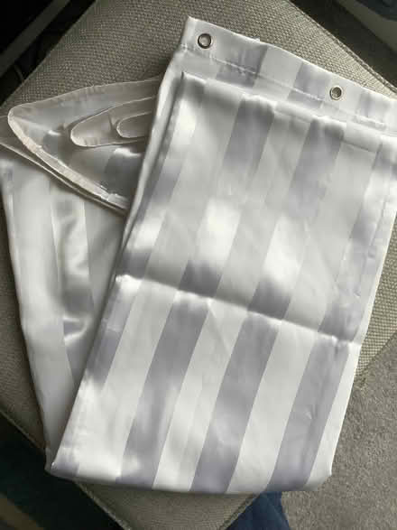 Photo of free Silver and white shower curtain (Childwall L16) #1