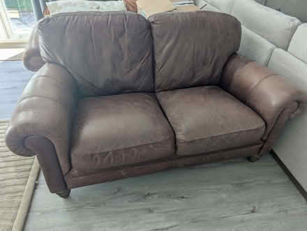 Photo of free 2 seater brown leather sofa (Wandsworth SW18) #2