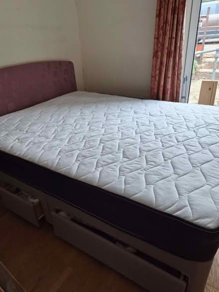 Photo of free King-size divan bed with storage drawers, headboard and new (Monaughty LD7) #2