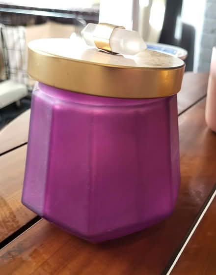 Photo of free Purple glass empty candle pot (RG23 Winklebury) #1