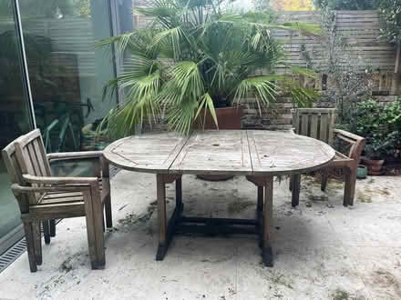 Photo of free Garden table and 4 chairs (Shepherds Bush W6) #1