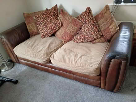 Photo of free Leather and fabric sofa (Teignmouth TQ14) #1