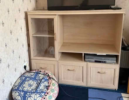 Photo of free Blue Italian 3 seater sofa and a TV unit (Grange Court E10) #1