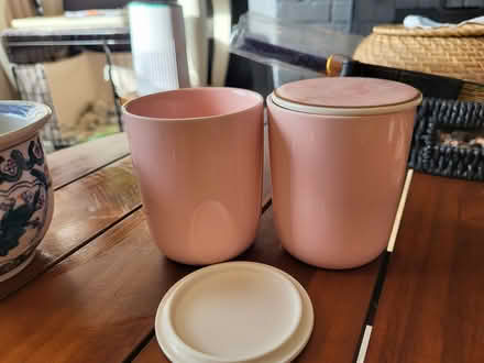 Photo of free 2x Laura Ashley empty candle pots (RG23 Winklebury) #1