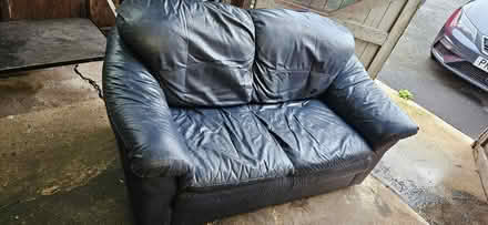 Photo of free Blue faux leather sofa (Broughton PR3) #1