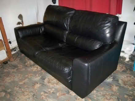 Photo of free Black Leather, 3-Seater Sofa (Chapel Ash WV3) #1