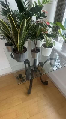 Photo of free Square glass table (wrought iron scroll base) (Highbury N1) #1