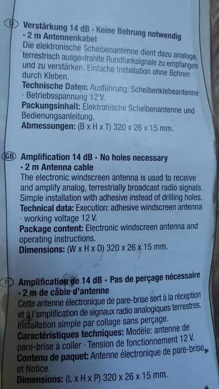 Photo of free Windscreen car radio areal (Wendover HP22) #2