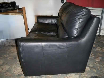 Photo of free Black Leather, 3-Seater Sofa (WV3) #4