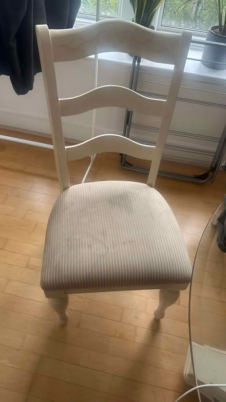 Photo of free Four dining chairs (cream, striped seat pads) (Highbury N1) #2