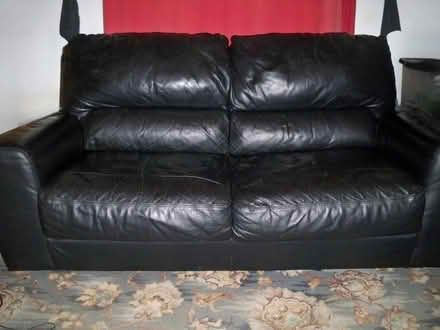 Photo of free Black Leather, 3-Seater Sofa (Chapel Ash WV3) #2