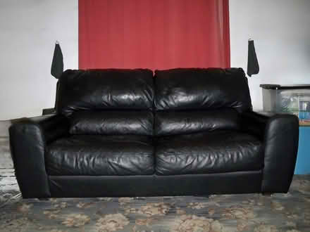 Photo of free Black Leather, 3-Seater Sofa (WV3) #3