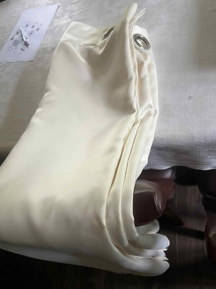 Photo of free Two pairs of cream satin curtains (Fobbing SS17) #3