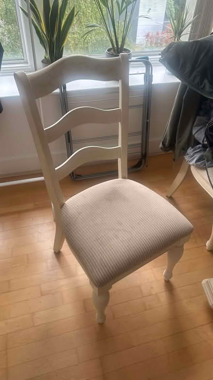 Photo of free Four dining chairs (cream, striped seat pads) (Highbury N1) #1