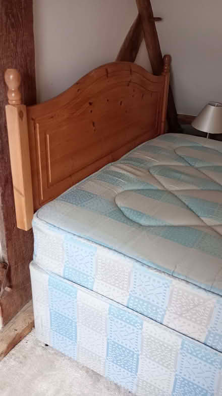 Photo of free Double bed, 2 drawers, wooden headboard, fire rated mattress (Fishpool Valley HR6) #2