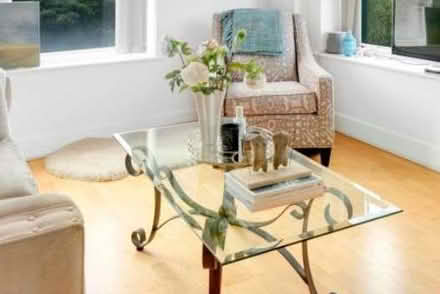 Photo of free Rectangular glass table (wrought iron scroll base) (Highbury N1) #2