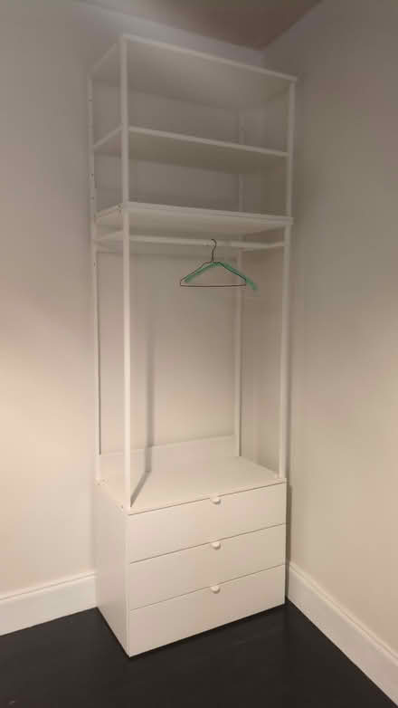 Photo of free Tall white open wardrobe w. drawers (Hackney E5) #1