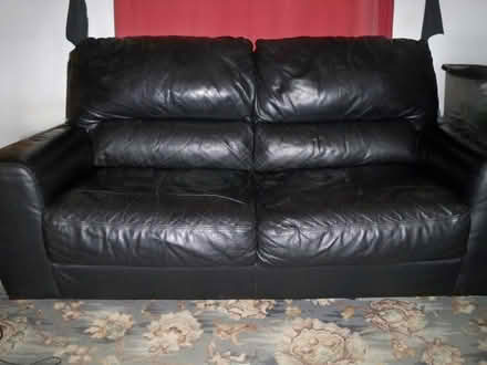 Photo of free Black Leather, 3-Seater Sofa (WV3) #2