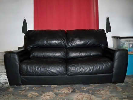 Photo of free Black Leather, 3-Seater Sofa (Chapel Ash WV3) #3