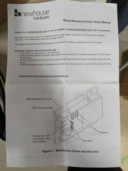 Photo of free 16V Doorbell Chime (Hickory Ridge) #3