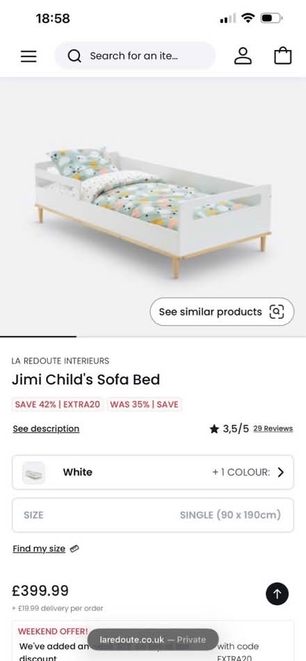 Photo of free La redoute single bed frame (Bs6) #3