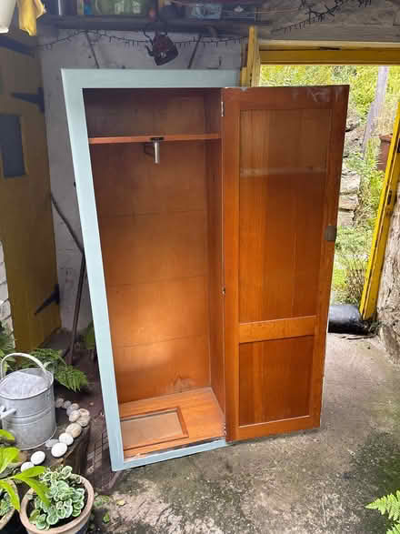 Photo of free Single wardrobe with hanging rail and shelf. Painted blue. r (Mynydd LLandegai LL57) #2