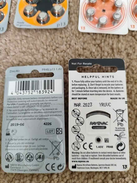 Photo of free Hearing aid batteries (Streethay) #2