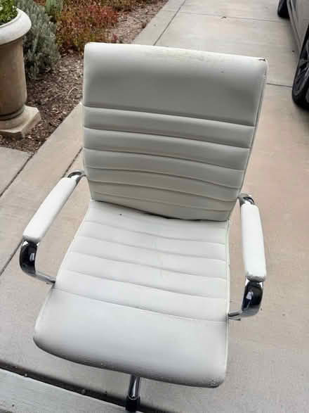 Photo of free White leather desk chair (West Petaluma) #1